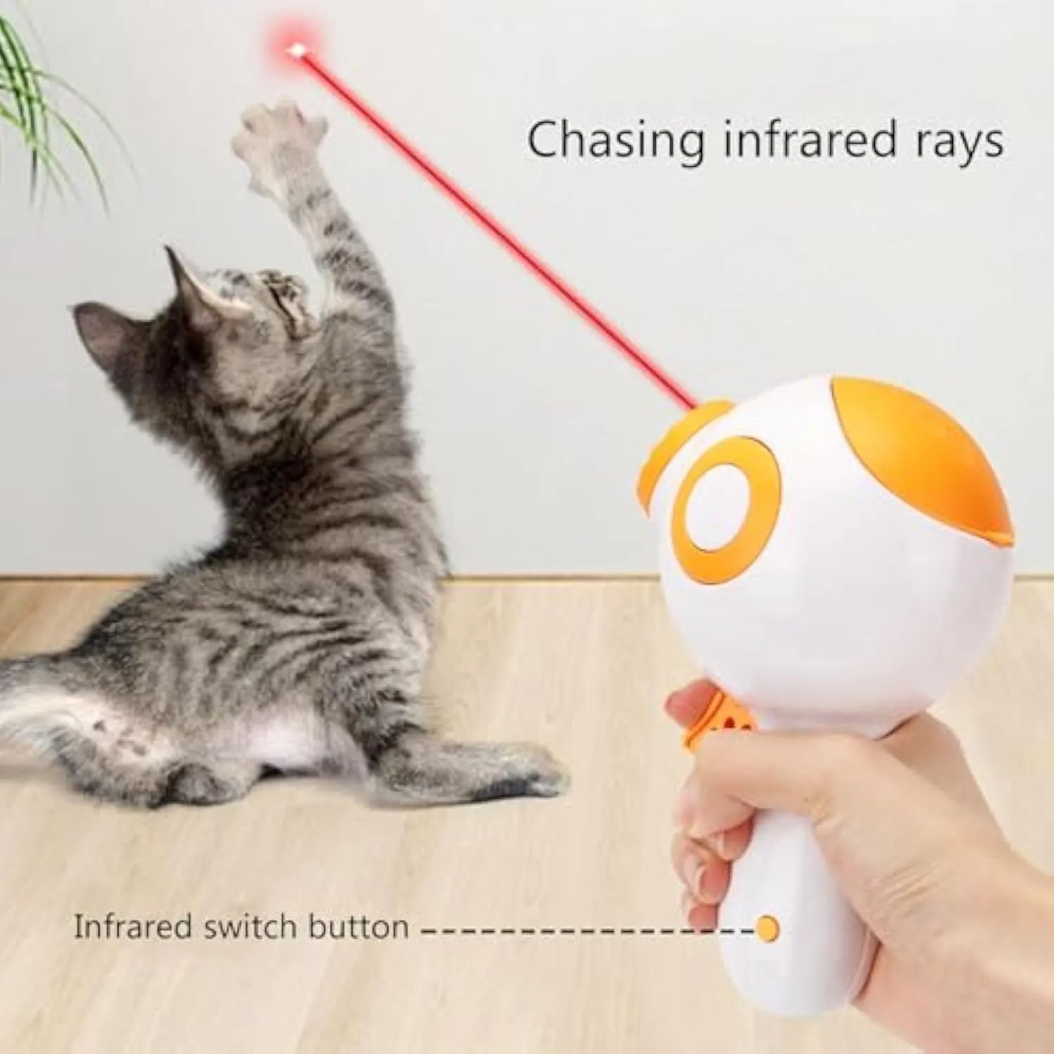 Green, orange, and pink interactive dog treat launcher toy with food dispenser