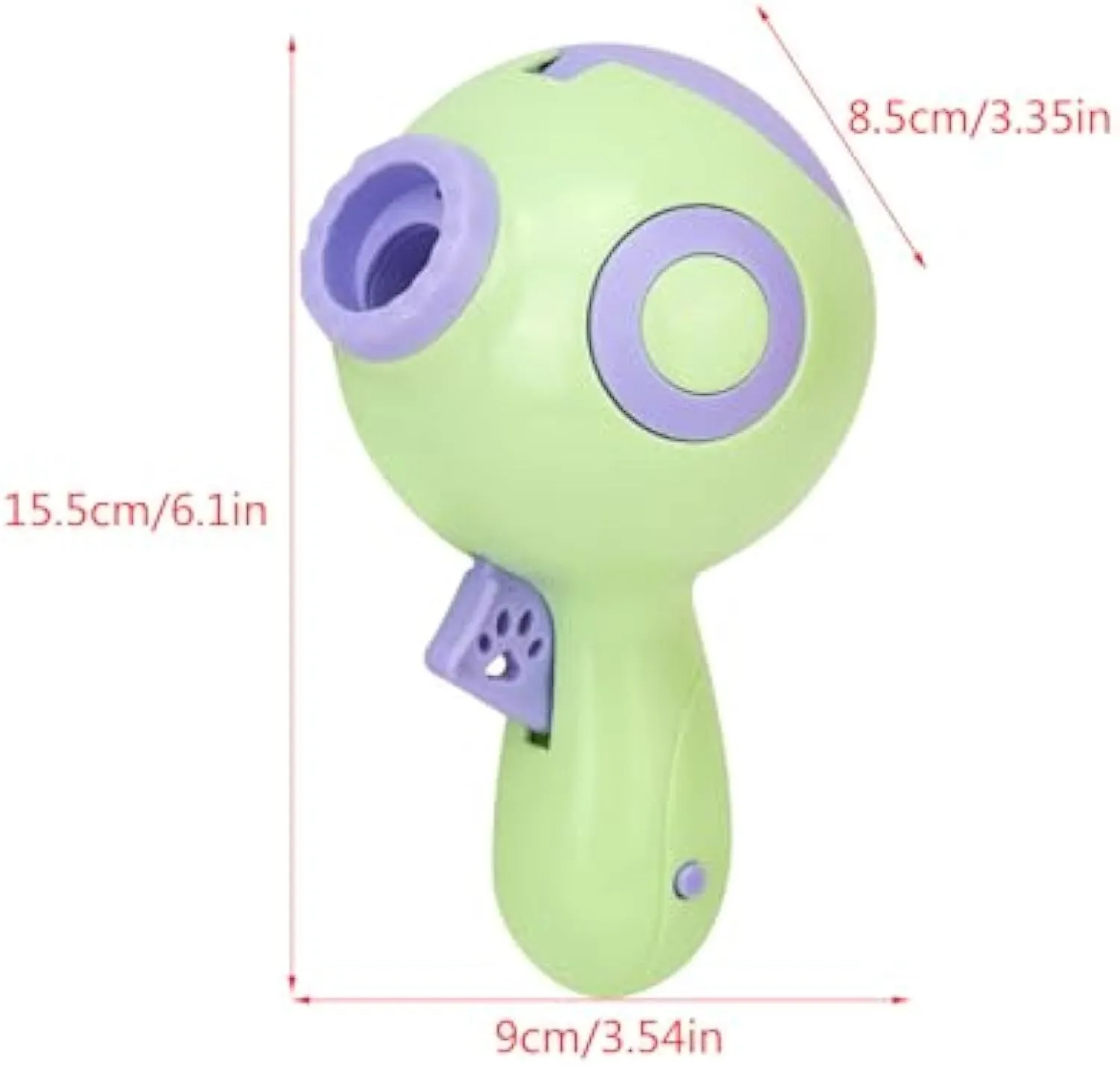 Green, orange, and pink interactive dog treat launcher toy with food dispenser