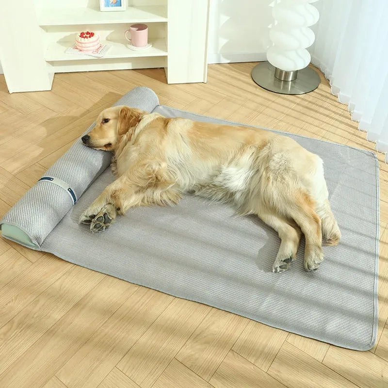 Large dog mat in Golden Green for summer kennel use, XL size 80x65x7cm
