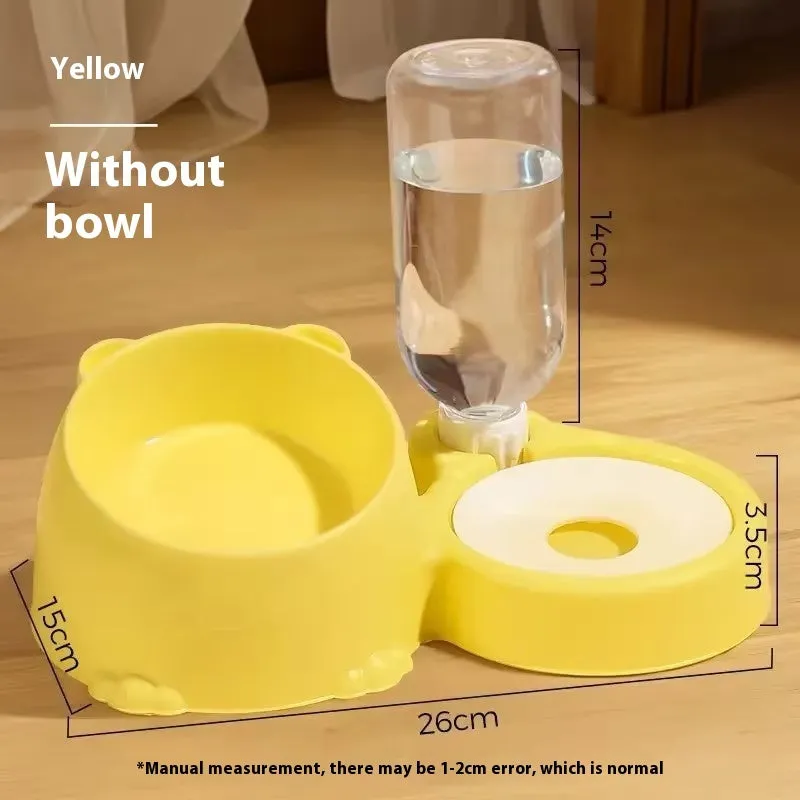 Grass green double bowl automatic pet feeder for cats and dogs on an elevated plastic stand.