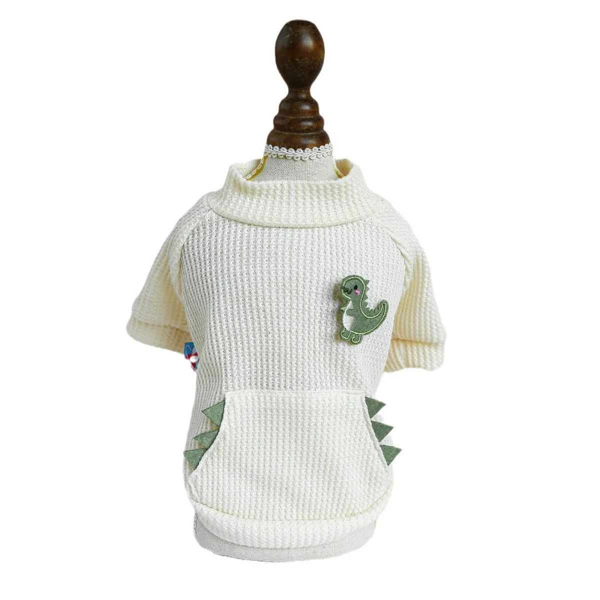 Casual polyester round-neck pet sweater shirt for small dogs and cats in multiple sizes