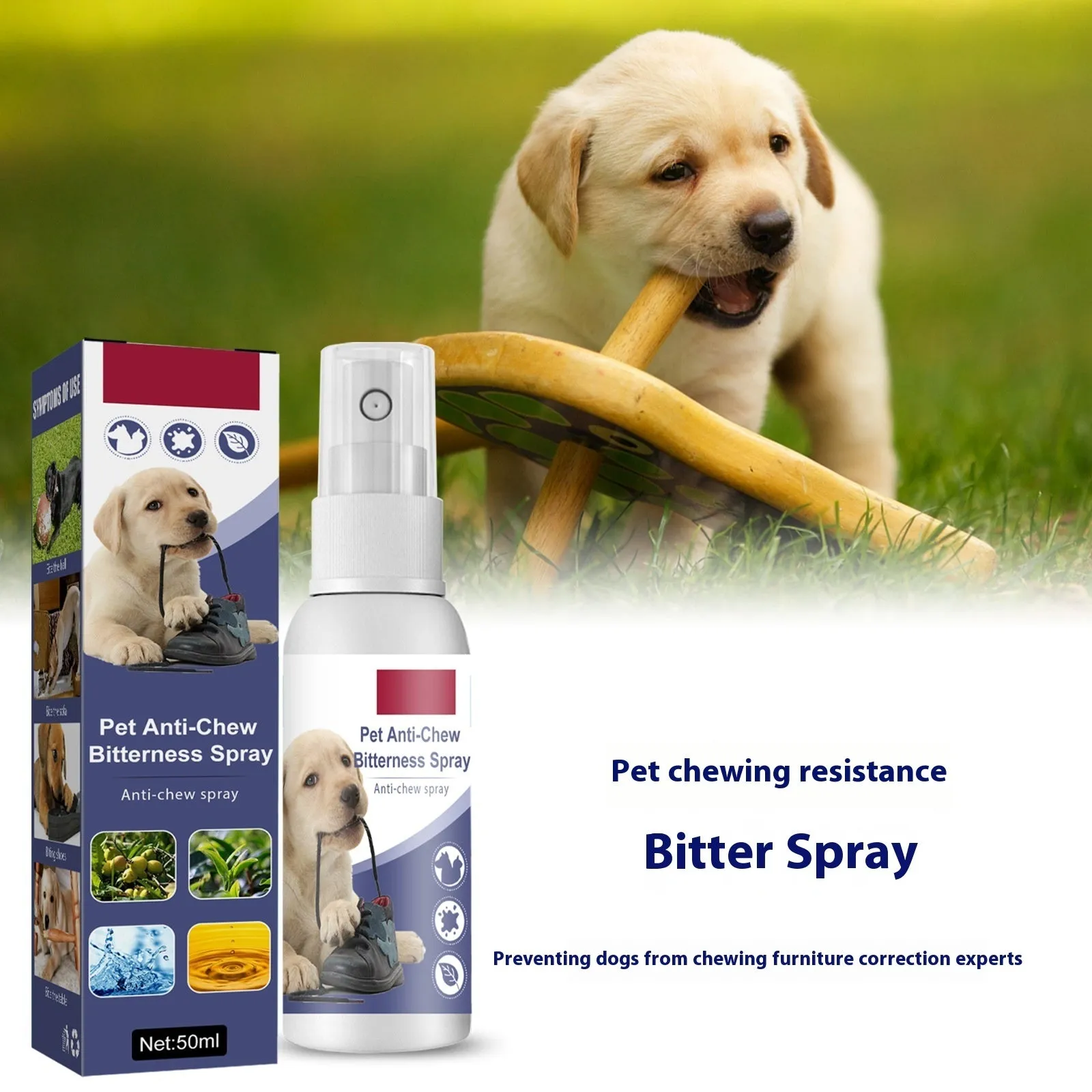 Pet bitter anti-bite spray 50ml boxed dog scratching sofa deterrent