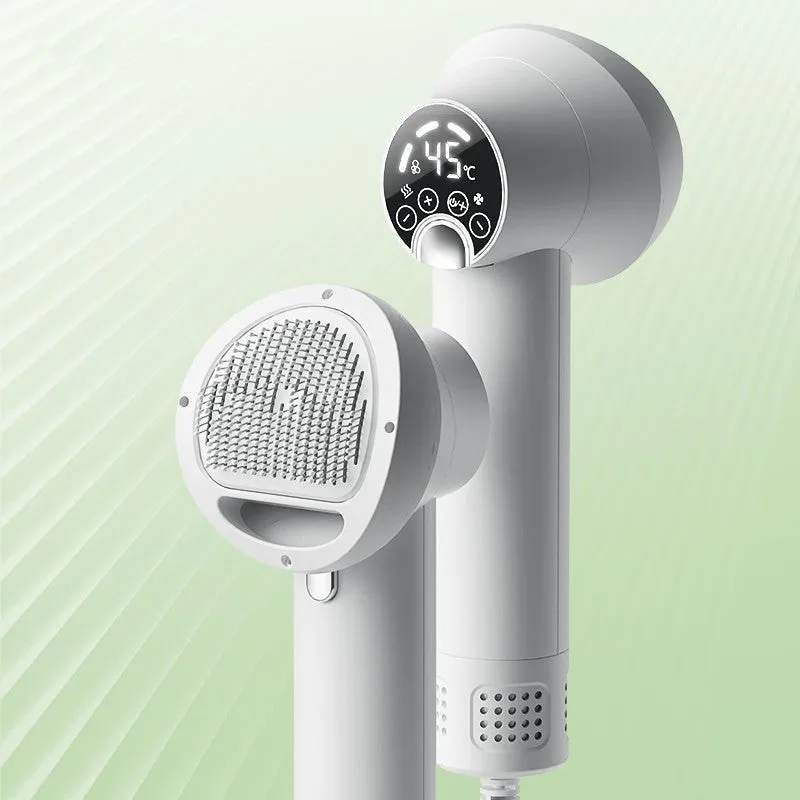 Smart pet hair dryer in white with blow and comb function for dog cat grooming