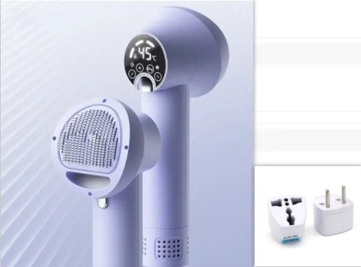 Smart pet hair dryer in white with blow and comb function for dog cat grooming