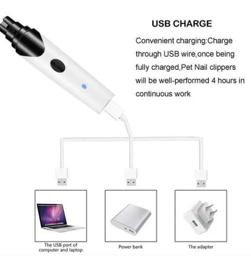 Pet nail grinder with USB charging and detachable grinding wheel for cats, dogs, and small pets