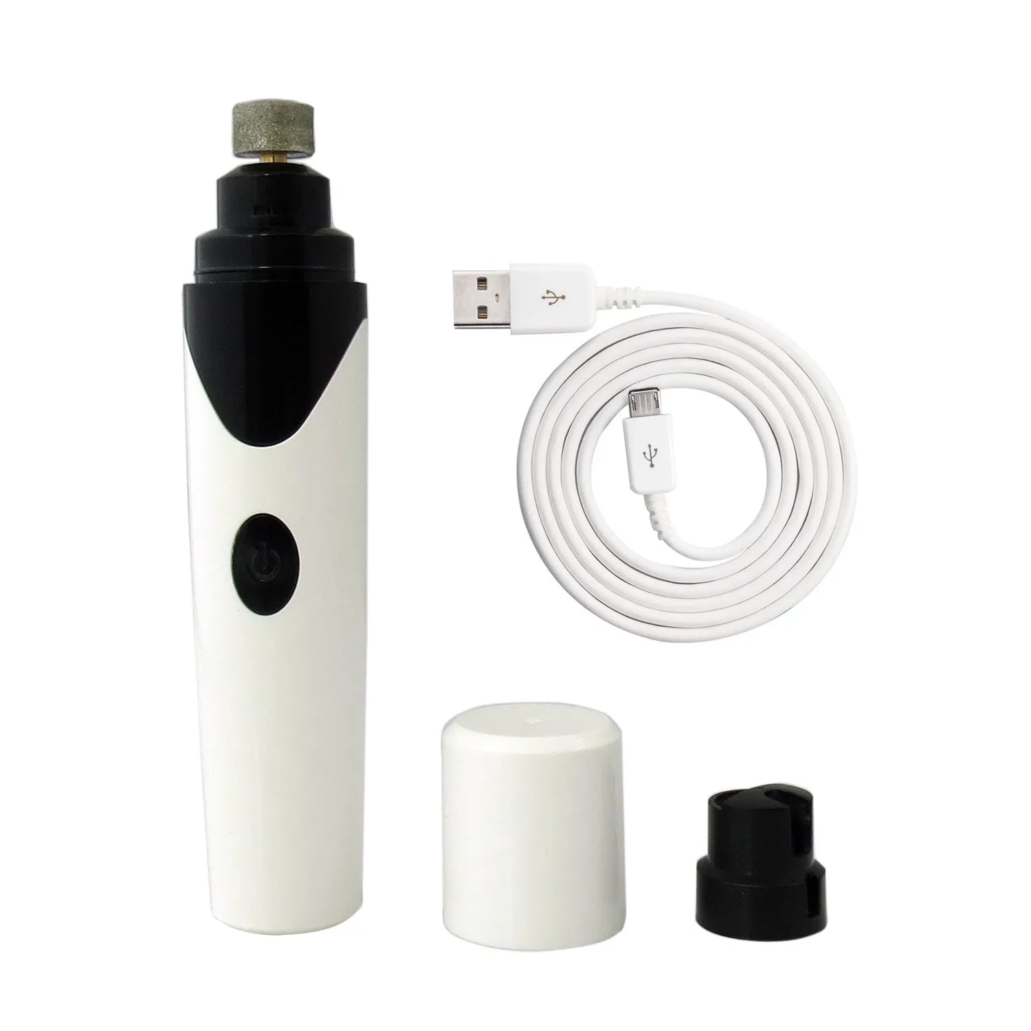 Pet nail grinder with USB charging and detachable grinding wheel for cats, dogs, and small pets
