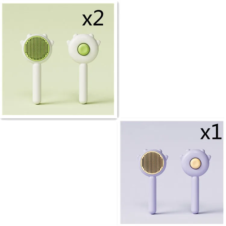 Cat comb massage pet magic comb with stainless steel teeth and green ABS handle