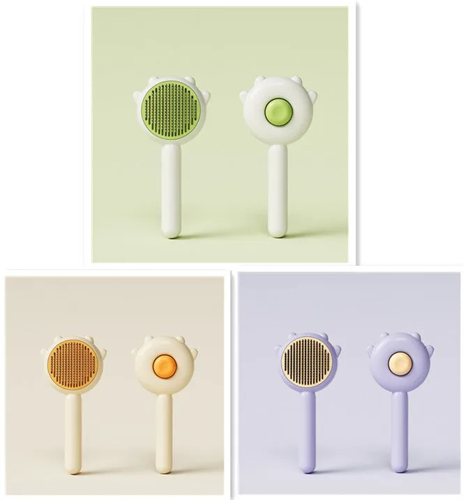 Cat comb massage pet magic comb with stainless steel teeth and green ABS handle