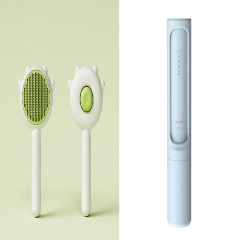 Cat comb massage pet magic comb with stainless steel teeth and green ABS handle
