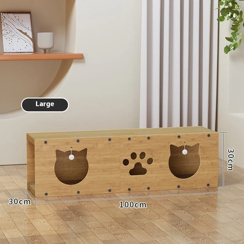 Brown corrugated paper vertical cat tunnel 100cm long with wear-resistant surface