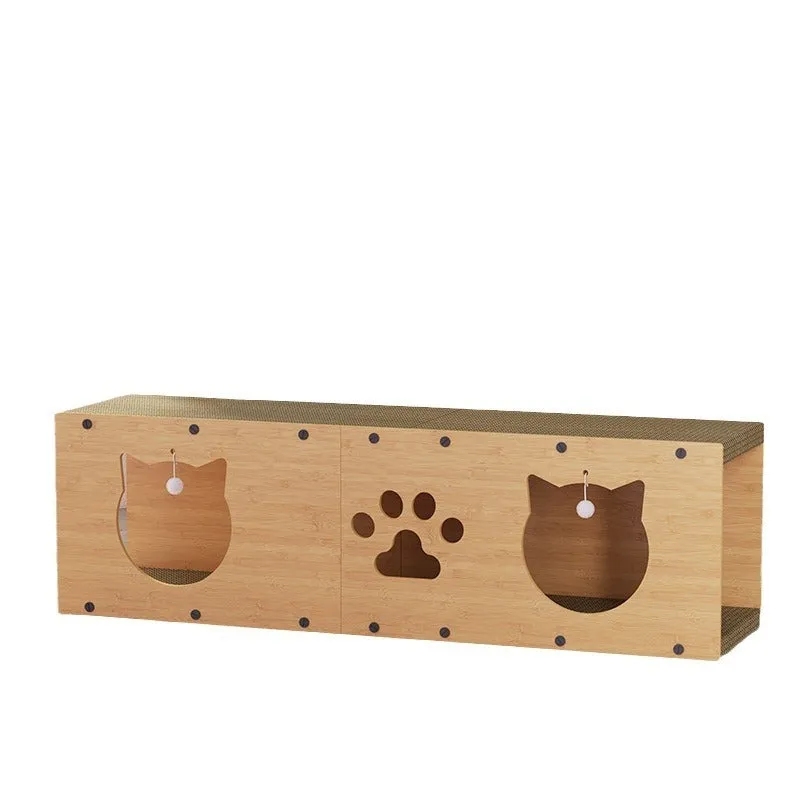 Brown corrugated paper vertical cat tunnel 100cm long with wear-resistant surface
