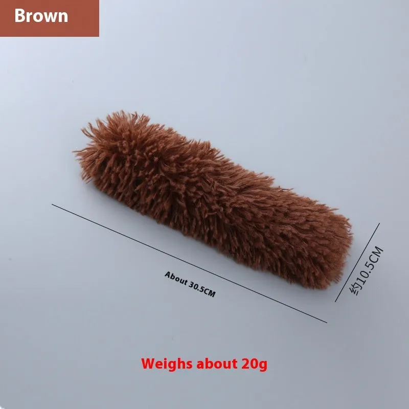 Plush cat toy containing catnip and ringing paper, about 30cm long, available in multiple colours
