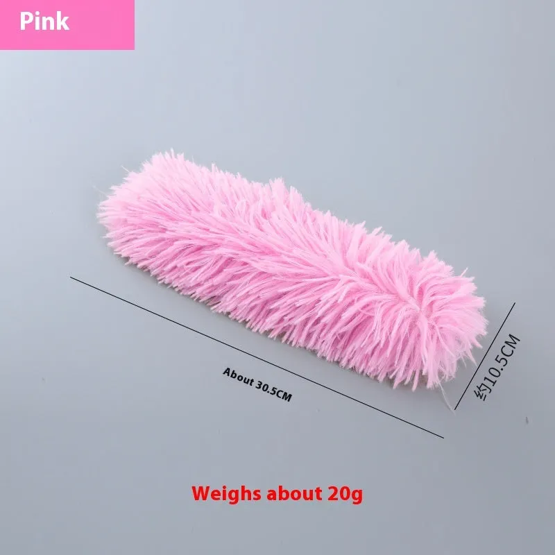 Plush cat toy containing catnip and ringing paper, about 30cm long, available in multiple colours