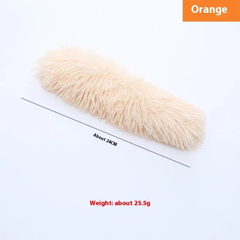 Plush cat toy containing catnip and ringing paper, about 30cm long, available in multiple colours