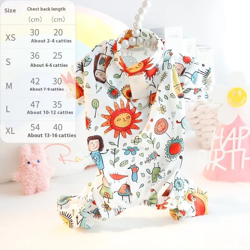 Cotton pet dog undershirt autumn winter princess style Colourful Bubble pattern