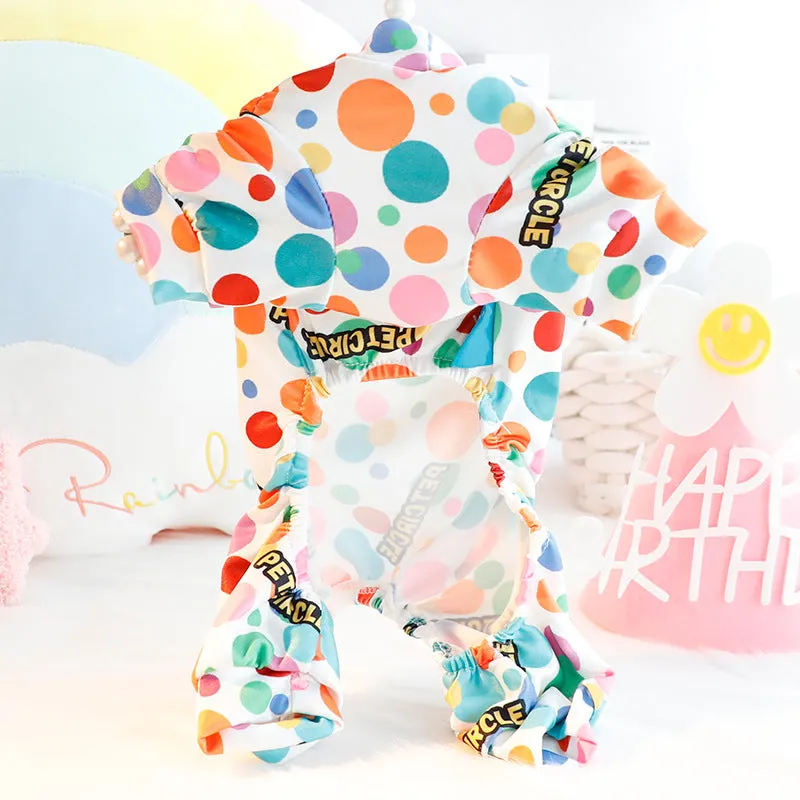 Cotton pet dog undershirt autumn winter princess style Colourful Bubble pattern
