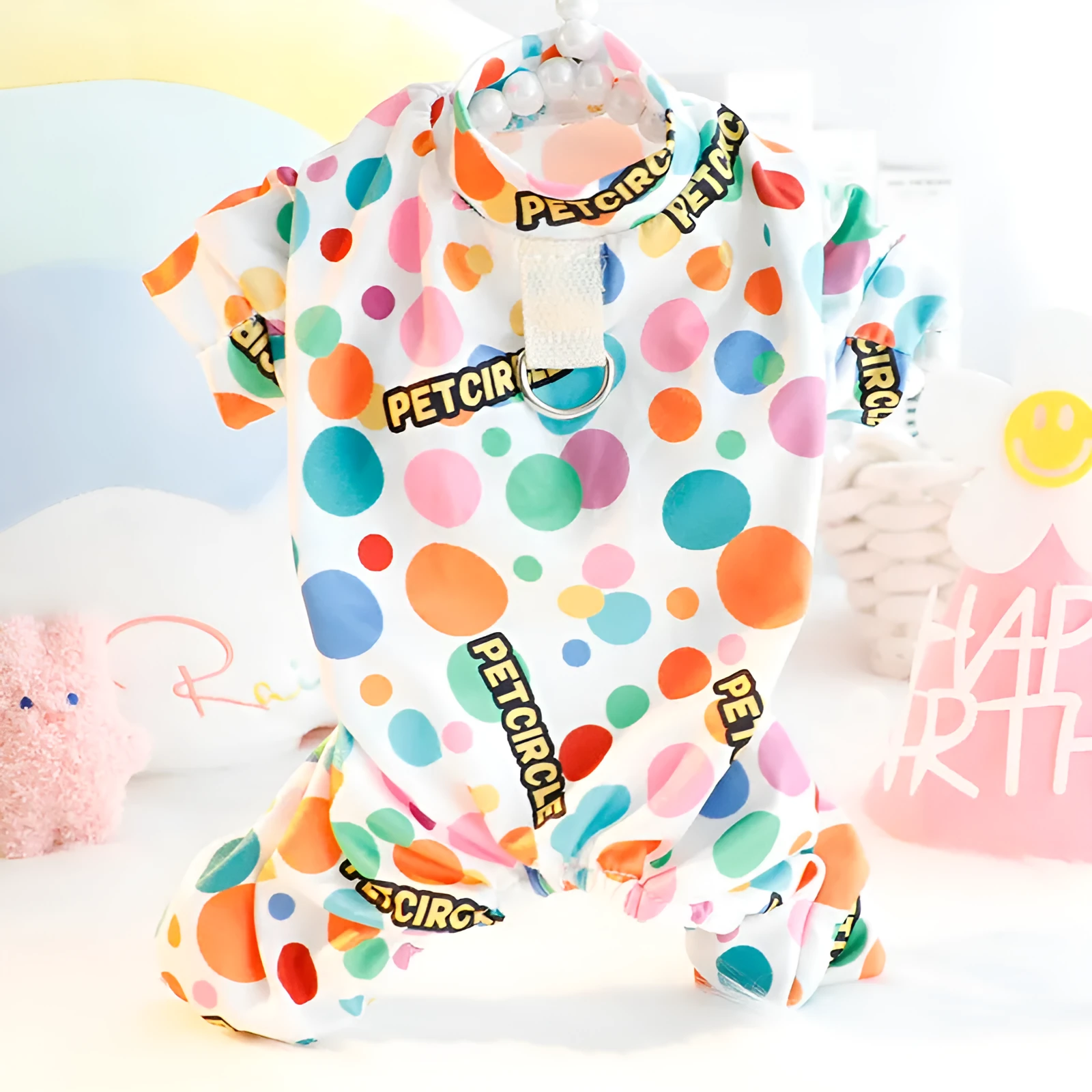 Cotton pet dog undershirt autumn winter princess style Colourful Bubble pattern