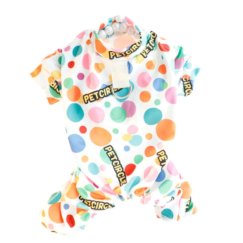 Cotton pet dog undershirt autumn winter princess style Colourful Bubble pattern