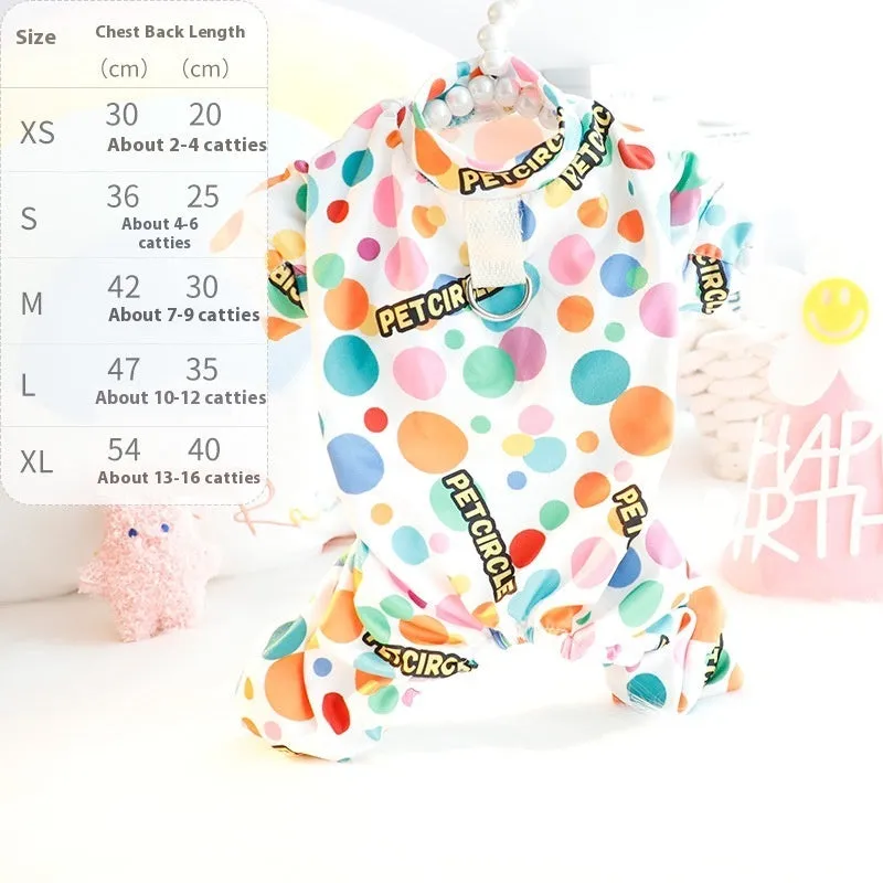 Cotton pet dog undershirt autumn winter princess style Colourful Bubble pattern