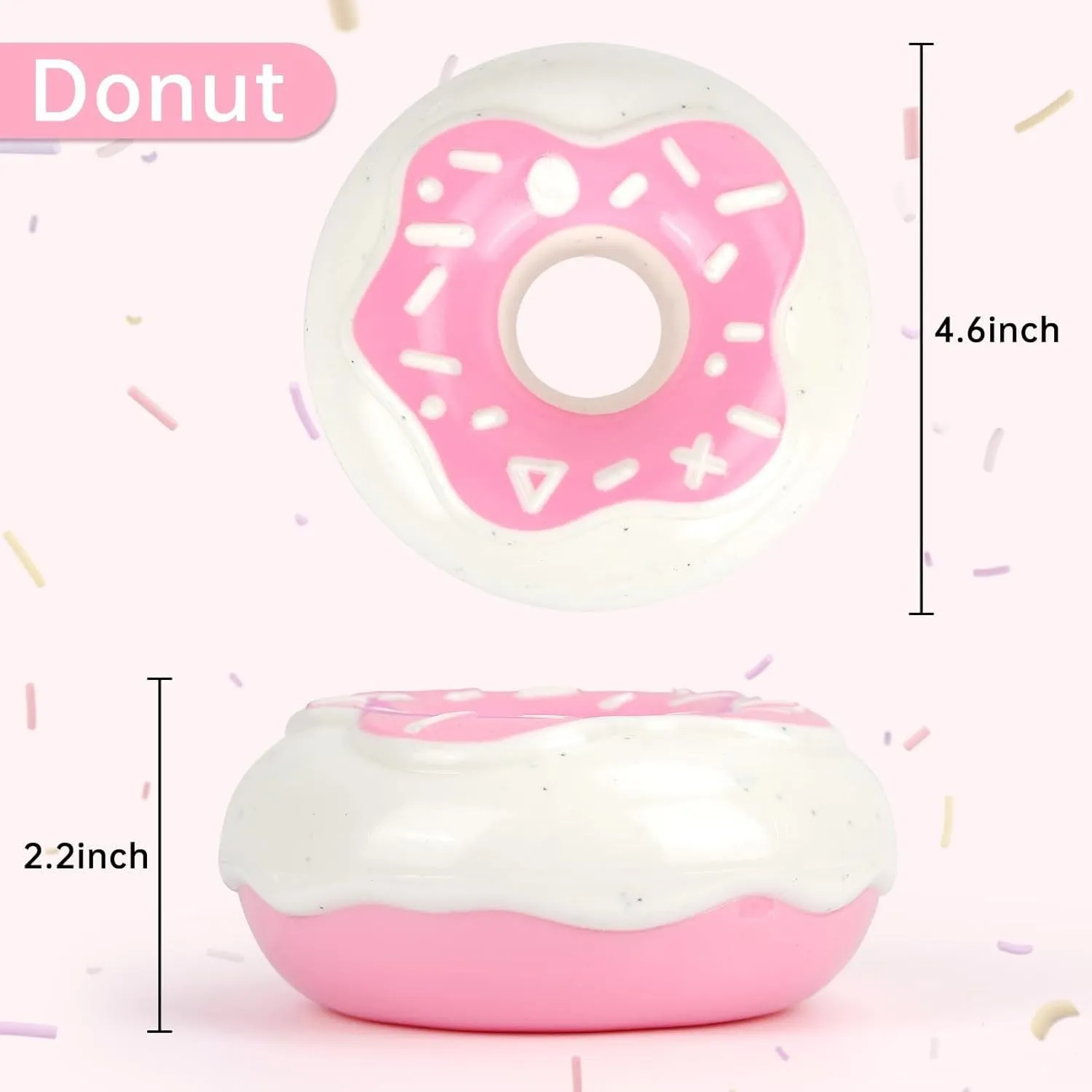 TPR donut dog toy in coffee colour with embossed surface for teeth grinding and hidden squeaker