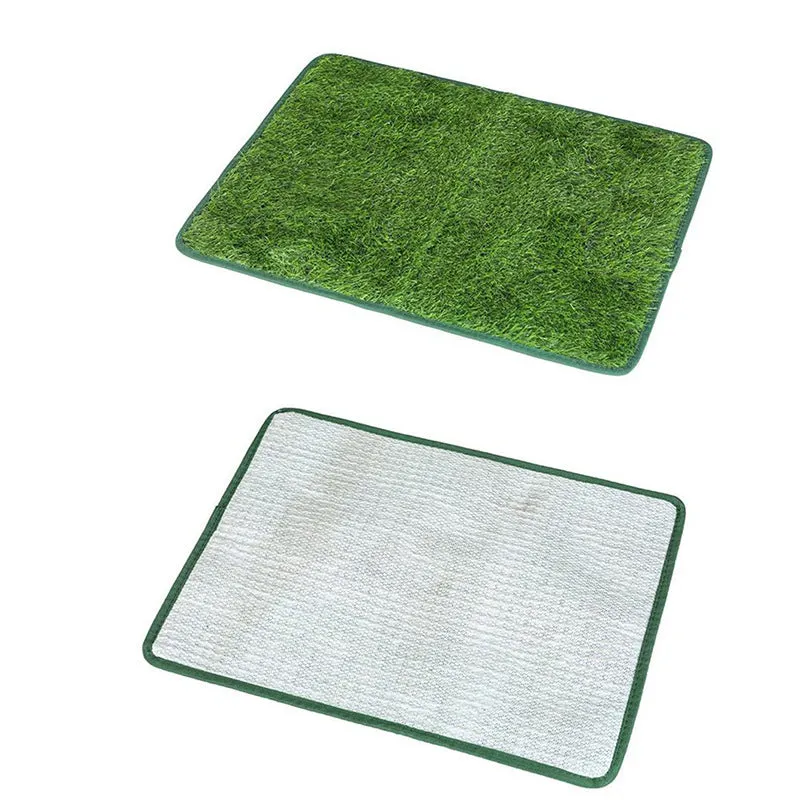 Green washable dog turf training pad with plastic grass on rubber base