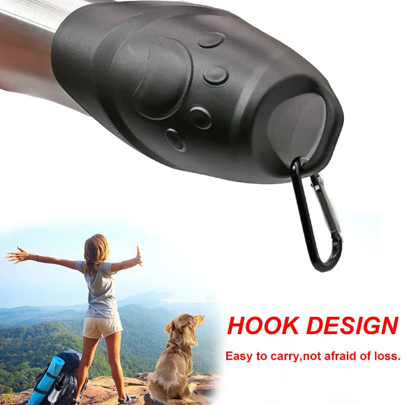 Stainless steel pet water bottle in 750ml size, natural steel finish, portable for dogs and cats