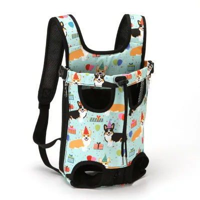 Pet chest bag in beige corgi colour with soft material, available in multiple sizes from S to XXL for small to medium dogs