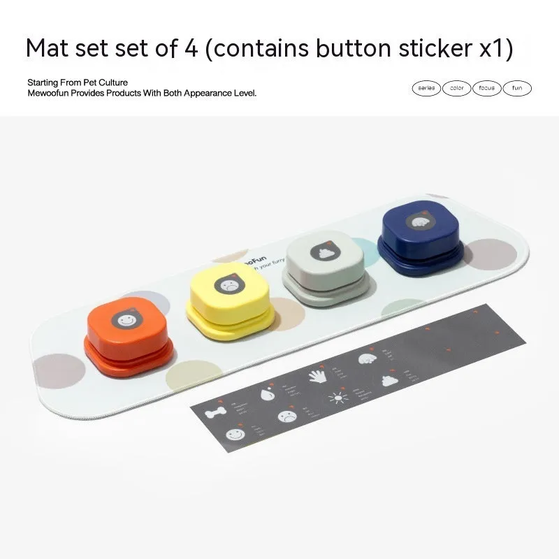 Pet communication button in orange, blue, grey and yellow with mats, 8.5cm ABS plastic recordable dog talking toy