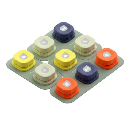 Pet communication button in orange, blue, grey and yellow with mats, 8.5cm ABS plastic recordable dog talking toy