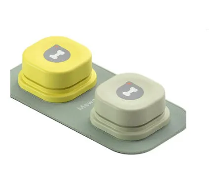 Pet communication button in orange, blue, grey and yellow with mats, 8.5cm ABS plastic recordable dog talking toy