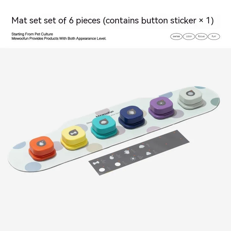 Pet communication button in orange, blue, grey and yellow with mats, 8.5cm ABS plastic recordable dog talking toy