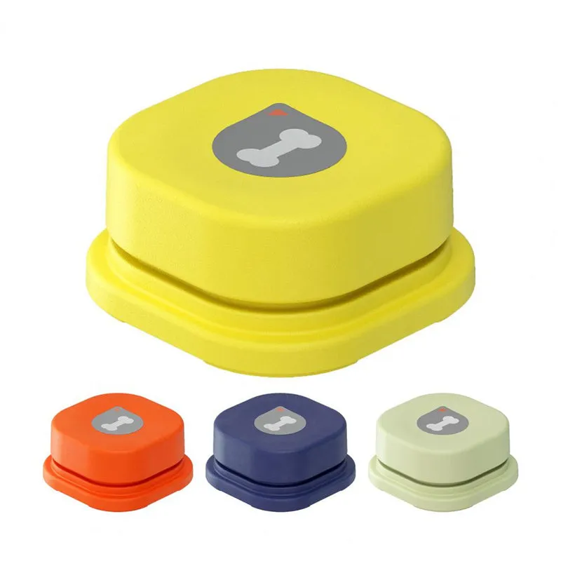 Pet communication button in orange, blue, grey and yellow with mats, 8.5cm ABS plastic recordable dog talking toy