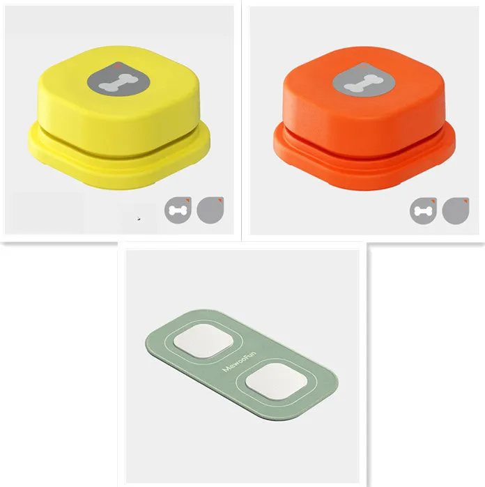 Pet communication button in orange, blue, grey and yellow with mats, 8.5cm ABS plastic recordable dog talking toy