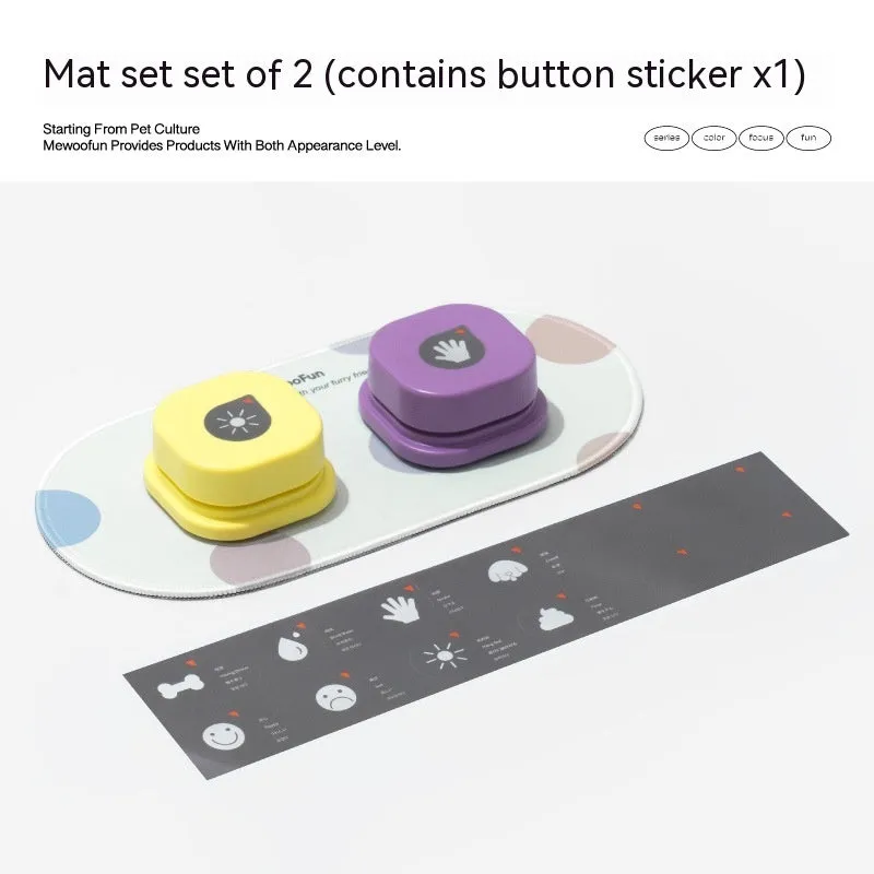Pet communication button in orange, blue, grey and yellow with mats, 8.5cm ABS plastic recordable dog talking toy