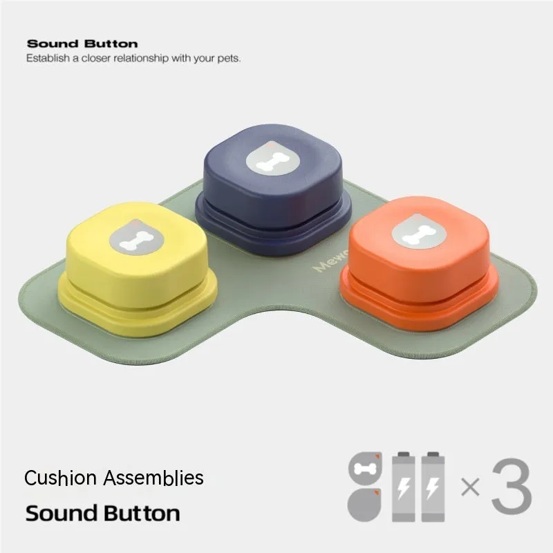 Pet communication button in orange, blue, grey and yellow with mats, 8.5cm ABS plastic recordable dog talking toy