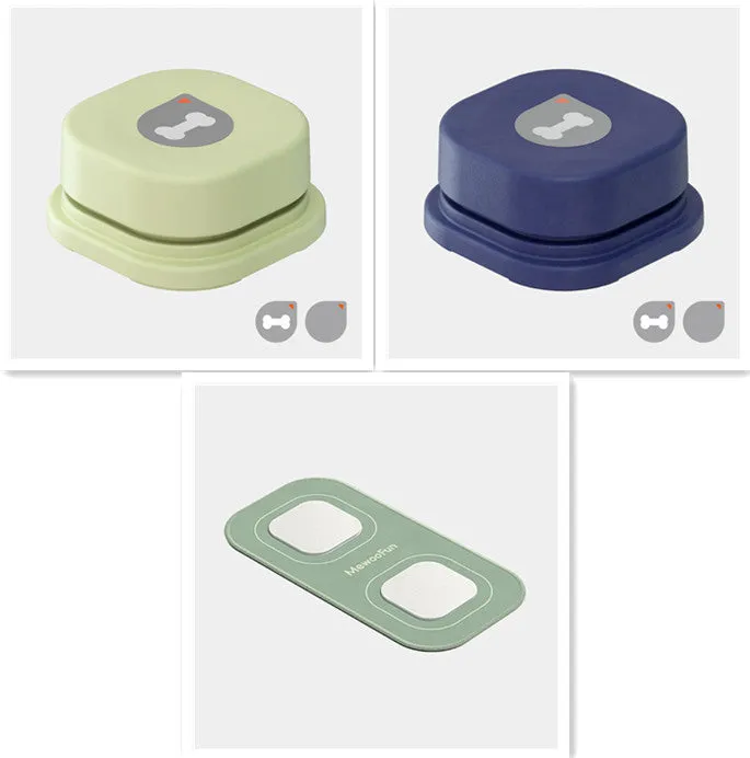 Pet communication button in orange, blue, grey and yellow with mats, 8.5cm ABS plastic recordable dog talking toy