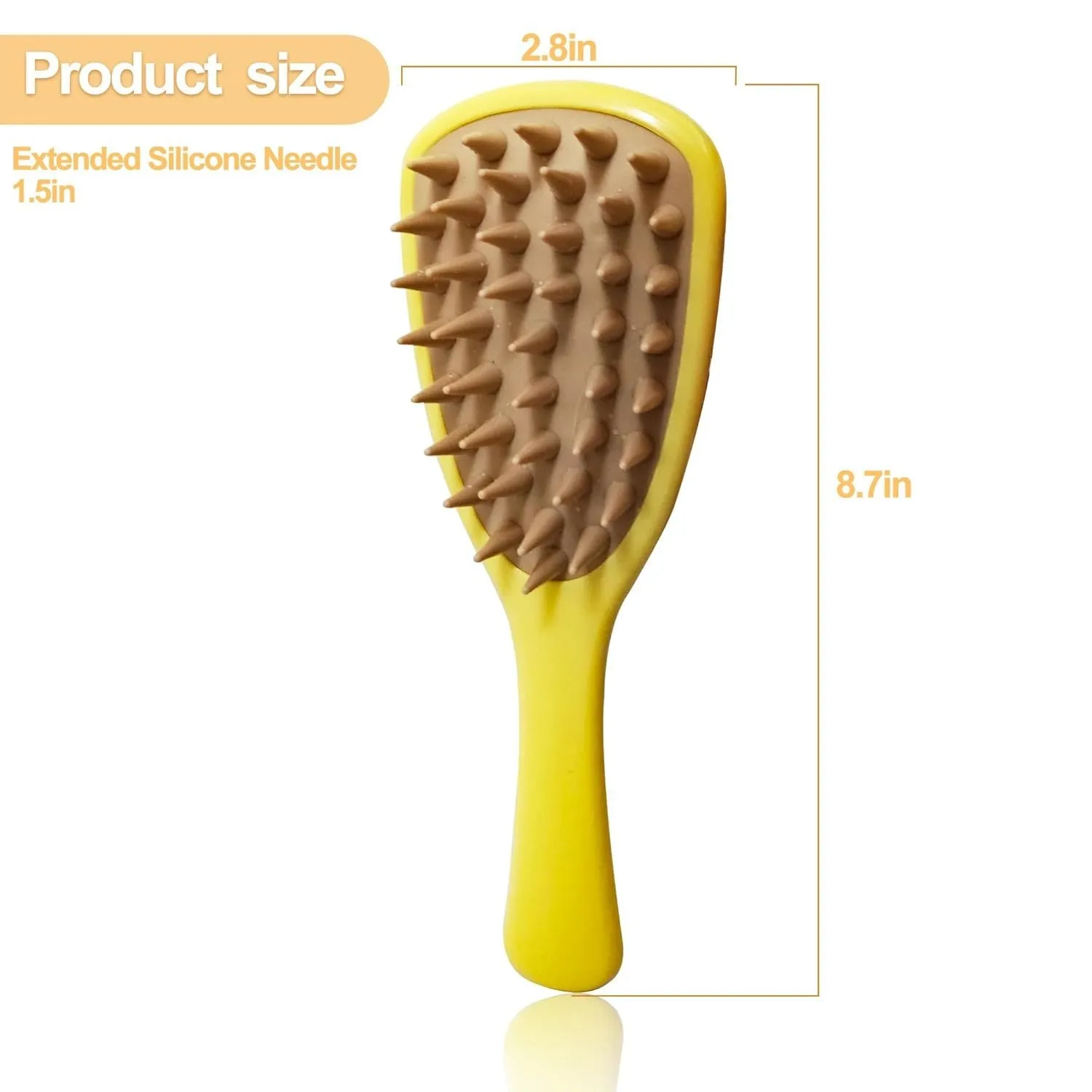 Purple pet silicone shampoo brush with handle on a wet dog coat, designed for gentle bathing and hair removal