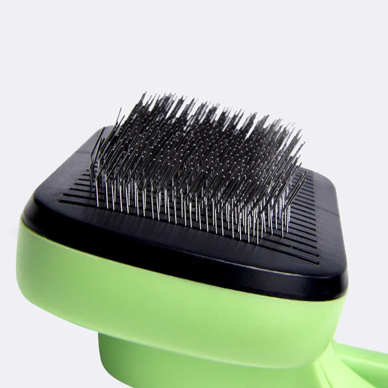 Fruit green automatic pet hair removal brush with ABS and TRP handle on white background