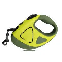 Retractable dog leash with LED light and anti-slip handle in red colour on white background