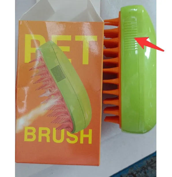 3-in-1 pet steam brush in green for cats and dogs, plastic construction, compact size
