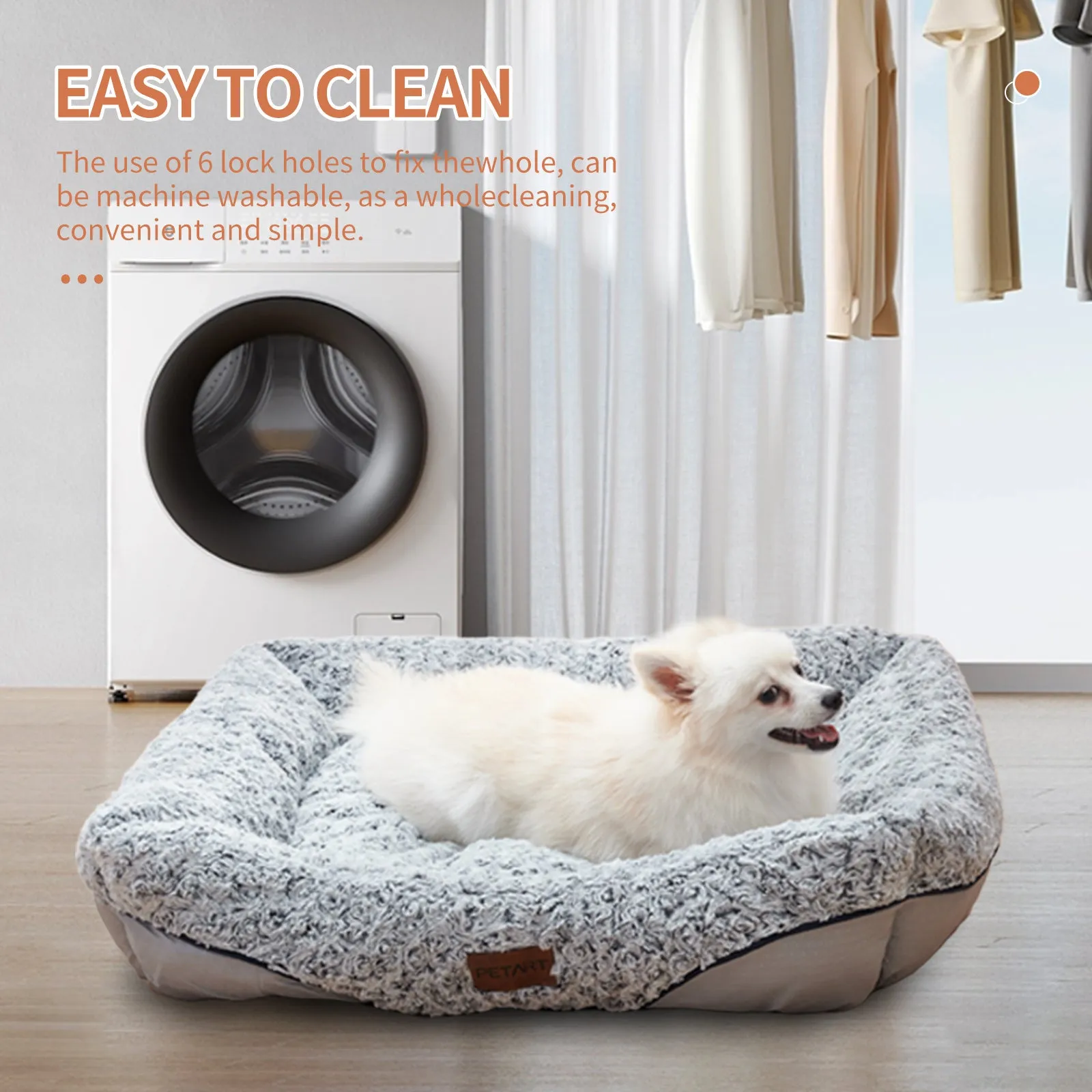 Swirl rose velvet dog bed with removable cushion for small medium dogs, sofa-style design