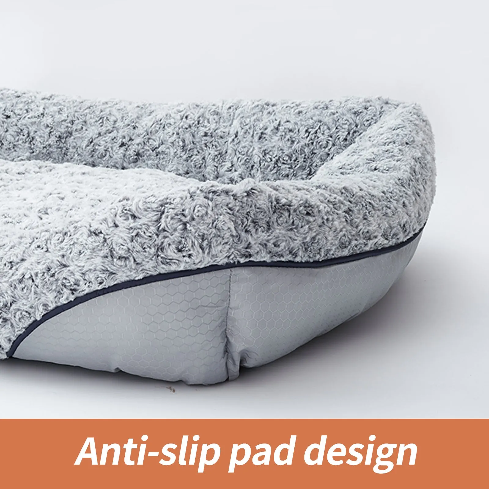 Swirl rose velvet dog bed with removable cushion for small medium dogs, sofa-style design