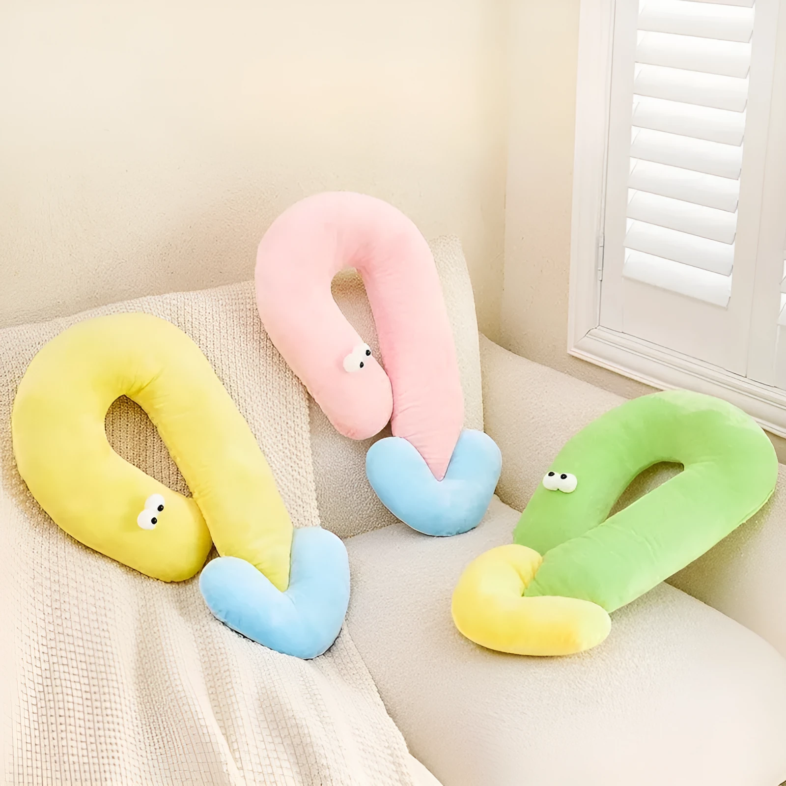 Cute cat eye pillow pet neck support in green, pink, yellow, small and large sizes