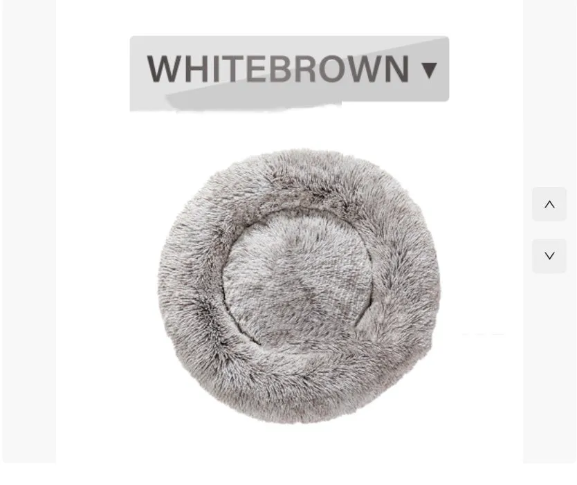 Round long-hairy pet bed in soft plush with 4cm pile, non-slip bottom, suitable for cats and dogs