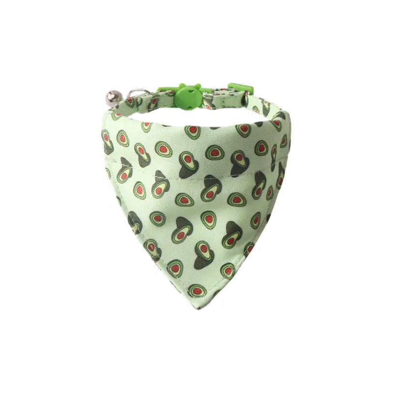 Fruit series pet collar with bell in peach fabric leather, adjustable 1.0x28cm, watermelon bow style
