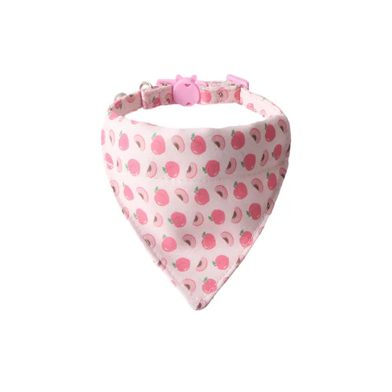 Fruit series pet collar with bell in peach fabric leather, adjustable 1.0x28cm, watermelon bow style