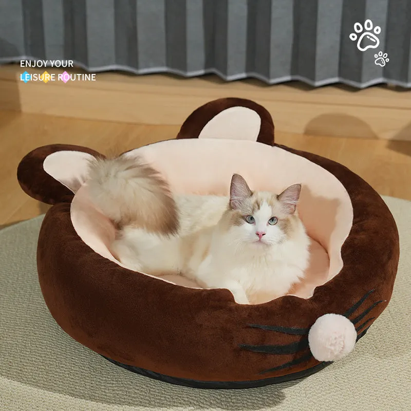 Lamb wool kennel soft pad in coffee colour, PP cotton filling, calming pet bed for dogs and cats