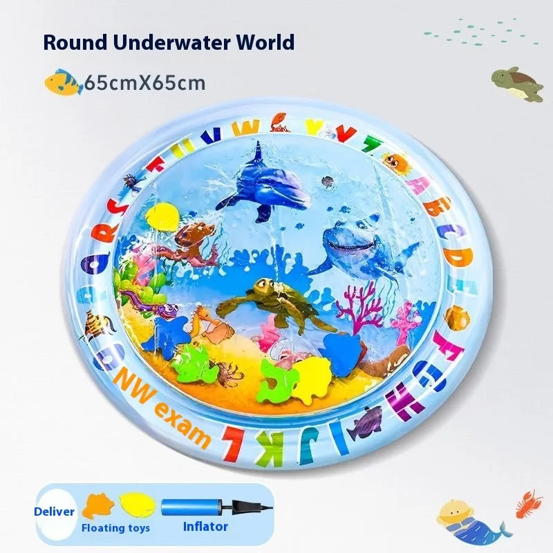 Summer cooling pet water bed cushion PVC inflatable ice pad with fish design for dogs and cats 65cm size