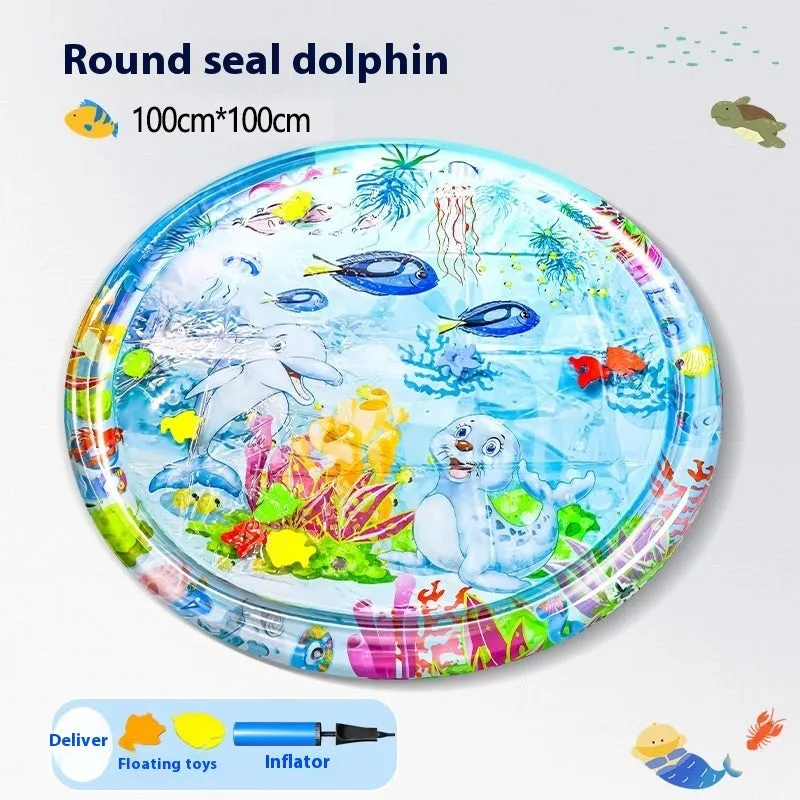 Summer cooling pet water bed cushion PVC inflatable ice pad with fish design for dogs and cats 65cm size