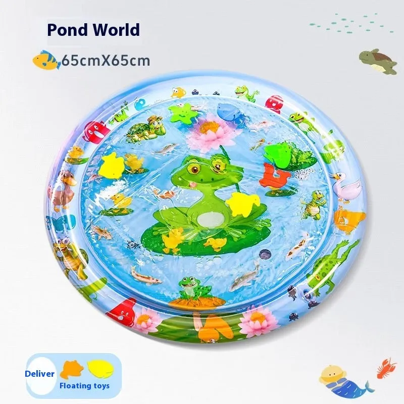 Summer cooling pet water bed cushion PVC inflatable ice pad with fish design for dogs and cats 65cm size